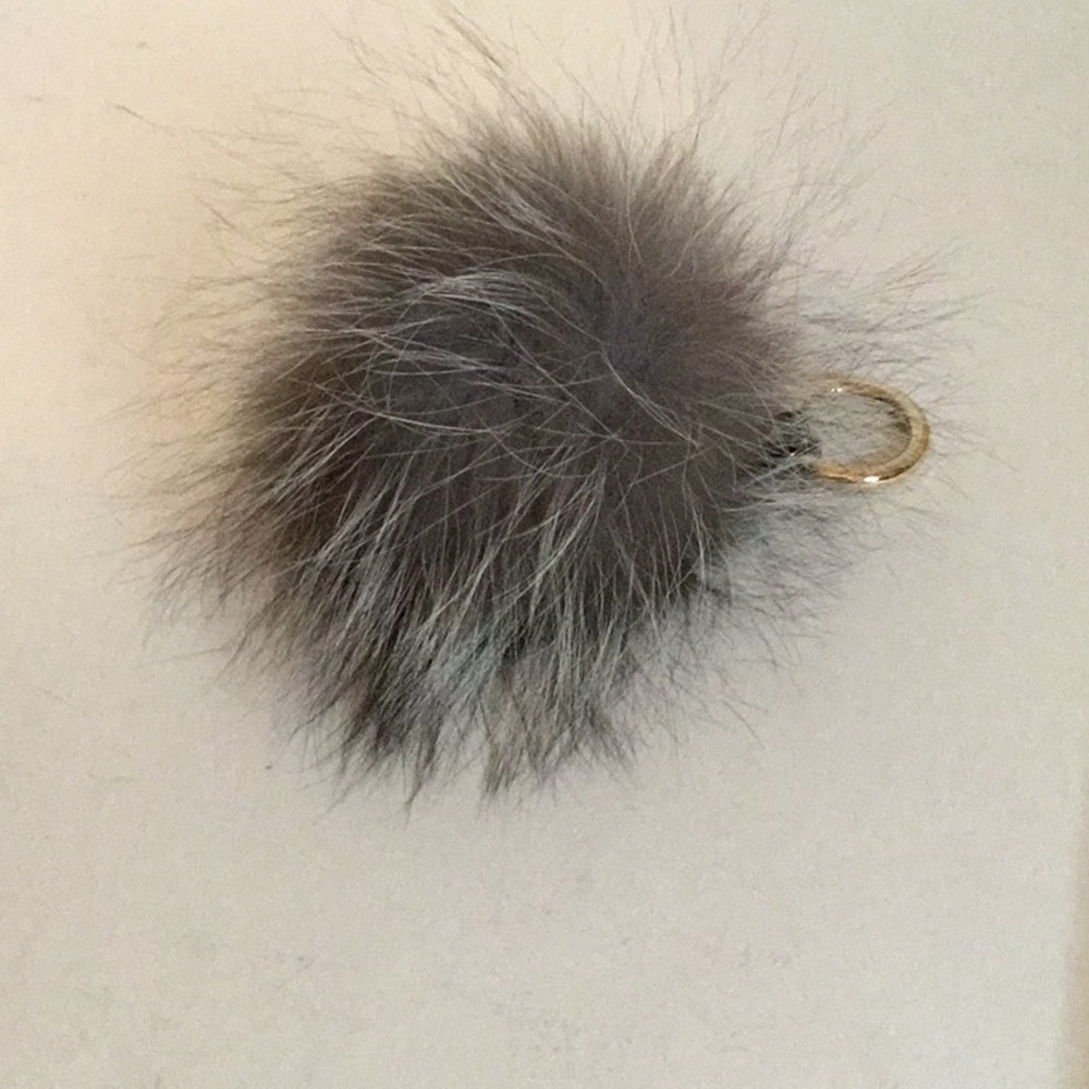 Beige and Brown Keychain Pom Pom